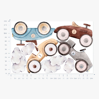 Wall sticker 130x204 Pastel cars and subtle watercolor clouds