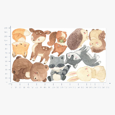 Wall sticker 130x226 Pastel forest creatures in a watercolor style