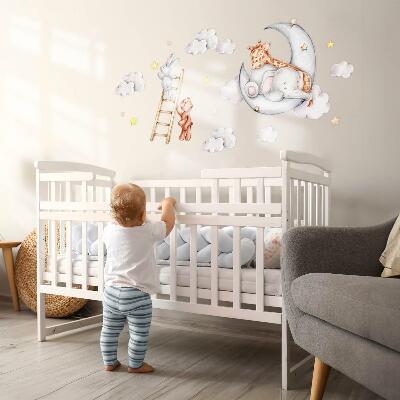 Wall sticker 130x177 Pastel animals in the clouds and stars