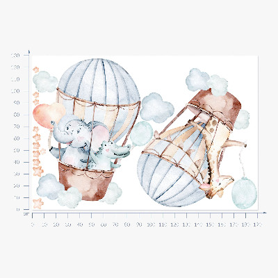 Wall sticker 130x190 Pastel watercolor balloons with pendants