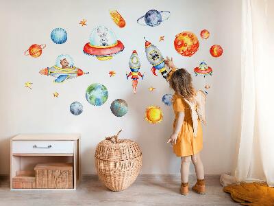Wall sticker 130x227 Colorful animals in watercolor space