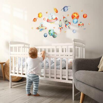 Wall sticker 130x227 Colorful animals in watercolor space
