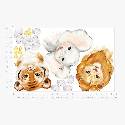 Wall sticker 130x206 Animals in the clouds in watercolor style