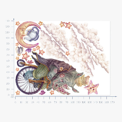 Wall sticker 130x166 The pastel world of animals in a cartoon form