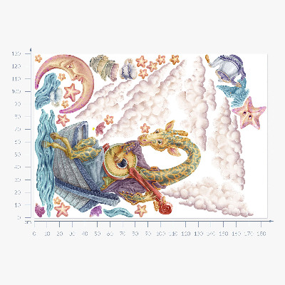 Wall sticker 130x184 Pastel animals in a cartoon style