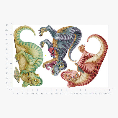 Wall sticker 130x197 Colorful dinosaurs in a cartoon pastel style