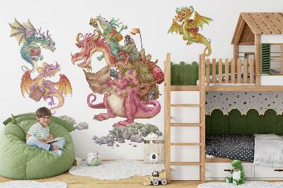 Wall sticker 130x174 Fairy tale dragons in pastel shades