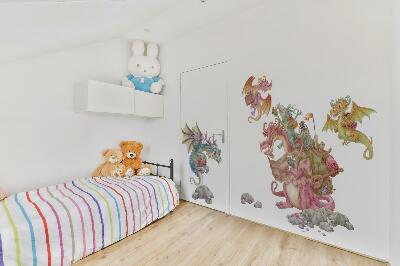 Wall sticker 130x174 Fairy tale dragons in pastel shades