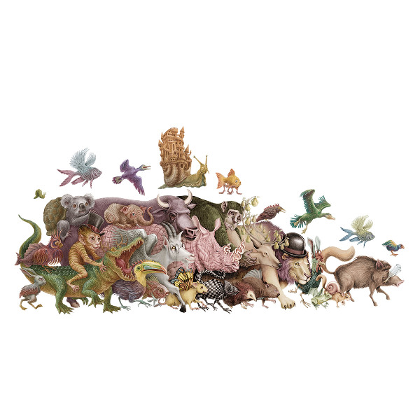 Wall sticker 130x225 Magical animals in pastel graphics