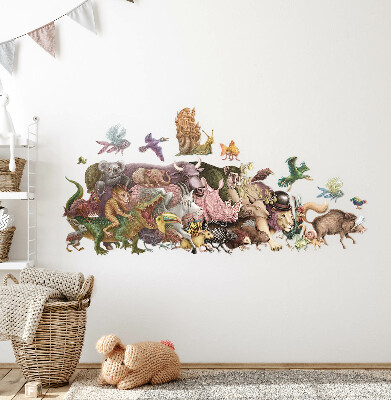 Wall sticker 130x225 Magical animals in pastel graphics