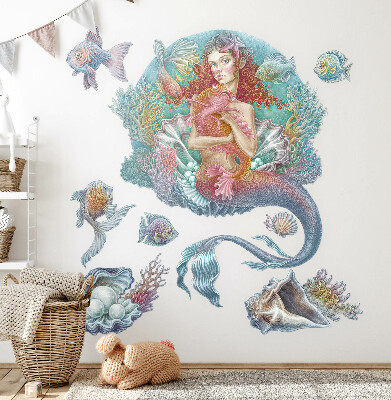 Wall sticker 130x129 Mermaid in pastel underwater style