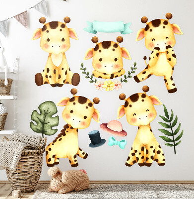 Wall sticker 60x102 Pastel giraffes in a watercolor safari style