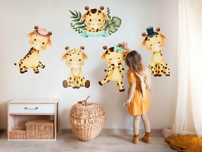 Wall sticker 60x102 Pastel giraffes in a watercolor safari style