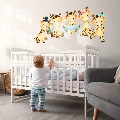 Wall sticker 60x102 Pastel giraffes in a watercolor safari style