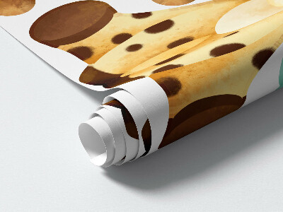 Wall sticker 60x102 Pastel giraffes in a watercolor safari style