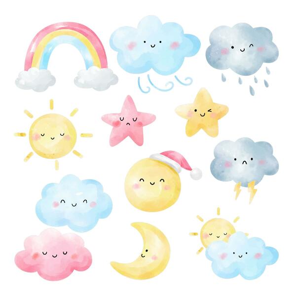 Wall sticker 60x89 Nature pastel sky motifs in watercolor style