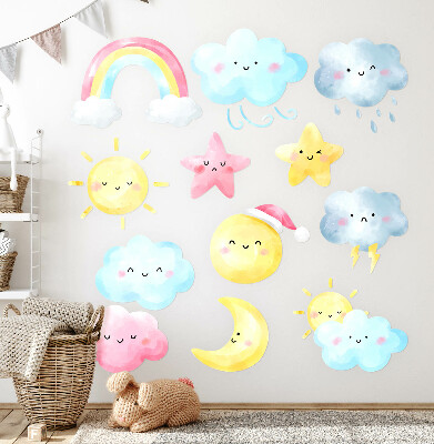 Wall sticker 60x89 Nature pastel sky motifs in watercolor style