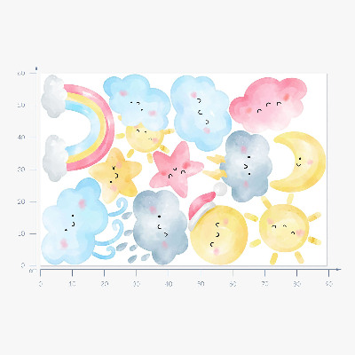 Wall sticker 60x89 Nature pastel sky motifs in watercolor style