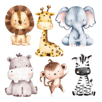 Wall sticker 60x99 Safari animals in a cute pastel aesthetic