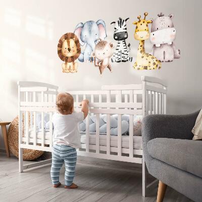 Wall sticker 60x99 Safari animals in a cute pastel aesthetic