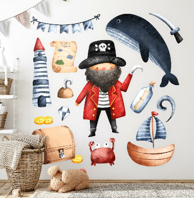 Wall sticker 60x83 Pirate world in pastel watercolors