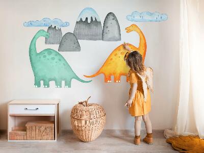 Wall sticker 60x108 Dinosaurs in pastel watercolor landscapes