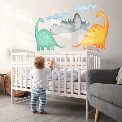 Wall sticker 60x108 Dinosaurs in pastel watercolor landscapes