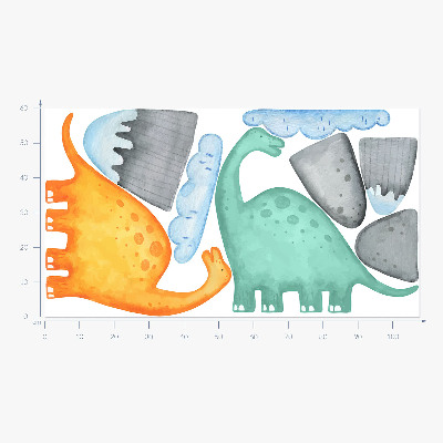 Wall sticker 60x108 Dinosaurs in pastel watercolor landscapes