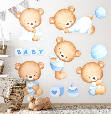 Wall sticker 60x103 Pastel teddy bears in a watercolor version
