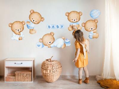 Wall sticker 60x103 Pastel teddy bears in a watercolor version