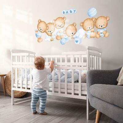 Wall sticker 60x103 Pastel teddy bears in a watercolor version