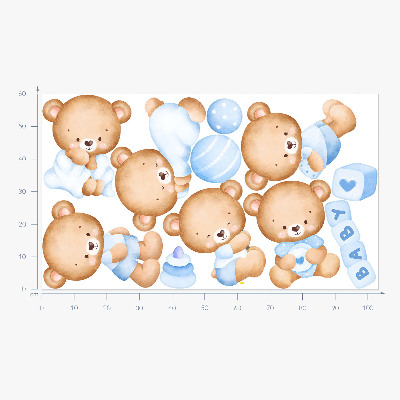 Wall sticker 60x103 Pastel teddy bears in a watercolor version
