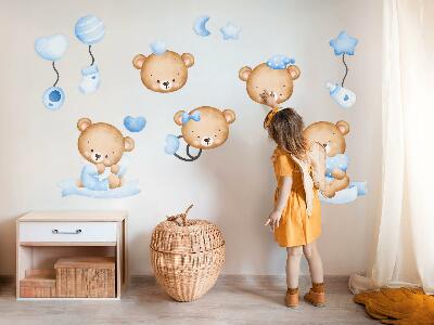 Wall sticker 60x84 Pastel watercolor teddy bears in a charming style
