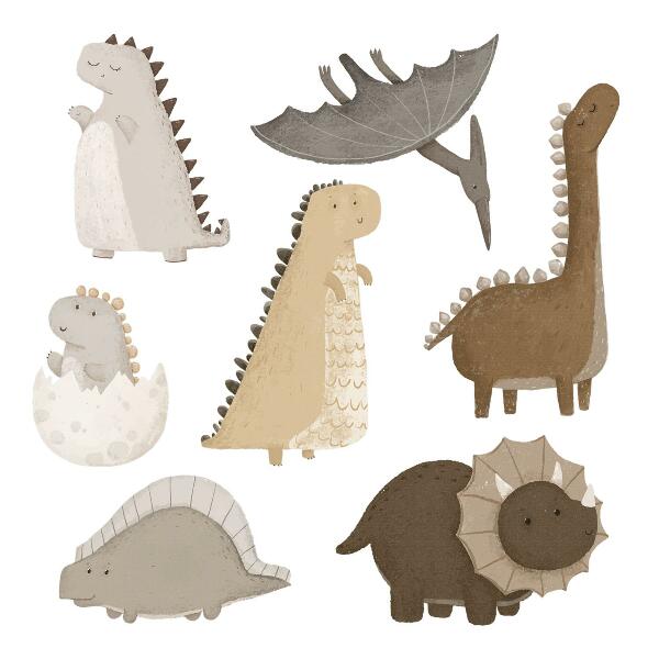 Wall sticker 60x91 Pastel cute dinosaurs in boho style