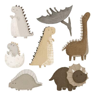 Wall sticker 60x91 Pastel cute dinosaurs in boho style
