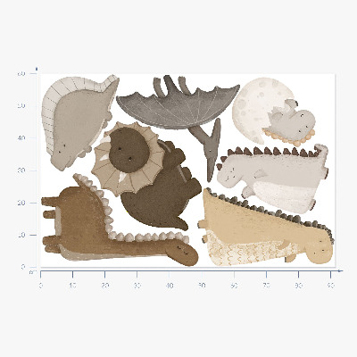 Wall sticker 60x91 Pastel cute dinosaurs in boho style