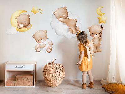 Wall sticker 60x95 Adorable teddy bears in the clouds and stars
