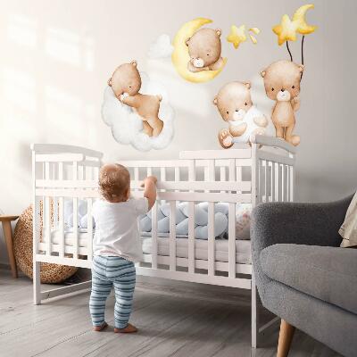 Wall sticker 60x95 Adorable teddy bears in the clouds and stars