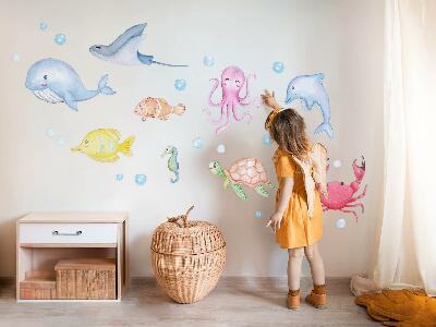 Wall sticker 60x85 Pastel underwater world of watercolor creatures