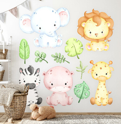 Wall sticker 60x69 Safari in pastel shades with charming animals
