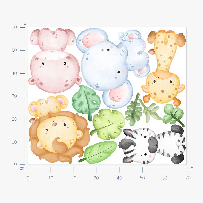 Wall sticker 60x69 Safari in pastel shades with charming animals