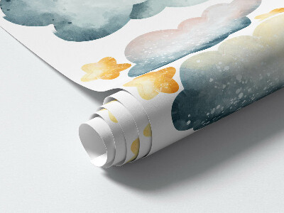 Wall sticker 60x89 Night clouds with smiling watercolor animals