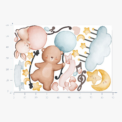 Wall sticker 60x89 Balloon animals in a pastel sky