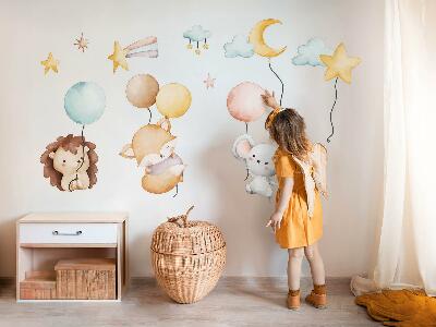 Wall sticker 60x104 Adorable boho animals with pastel balloons
