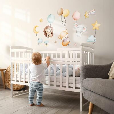 Wall sticker 60x104 Adorable boho animals with pastel balloons