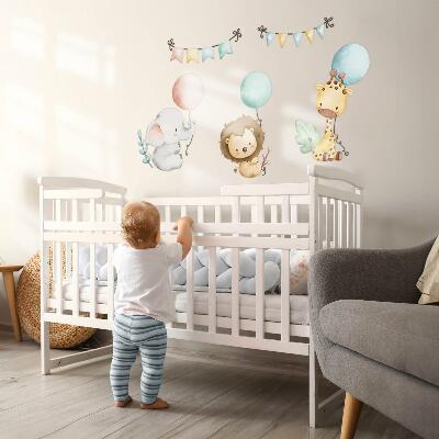 Wall sticker 60x92 Pastel cute animals with boho balloons