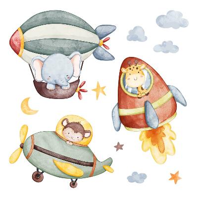 Wall sticker 60x90 Animal flights in a watercolor style