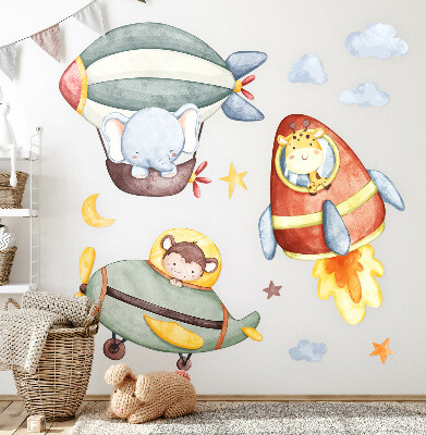 Wall sticker 60x90 Animal flights in a watercolor style