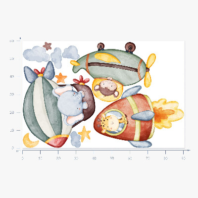Wall sticker 60x90 Animal flights in a watercolor style
