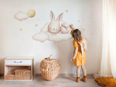 Wall sticker 60x52 Bunny on clouds and pastel watercolors